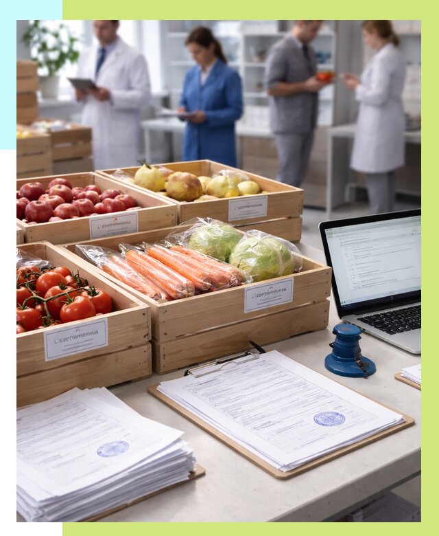 Сертификация овощей и фруктов в Сосногорске от 8769 р. | Алешин-Сно